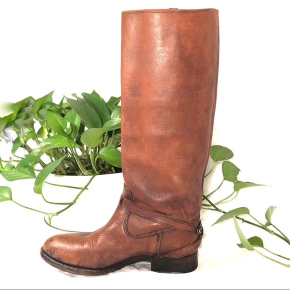 SOLD! Gorgeous FRYE Lindsey Plate Cognac Distressed Boot - Picture 6 of 15